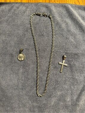 Craftd London Stainless Steel Rope Chain 19.5” 4mm + 2 Cross Pendants